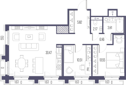 73,8 м², 2-комнатная квартира 25 239 600 ₽ - изображение 61