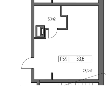 Квартира 33,6 м², 1-комнатные - изображение 1