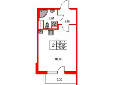 24 м², квартира-студия 3 200 000 ₽ - изображение 128