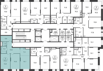 Квартира 76 м², 3-комнатная - изображение 2