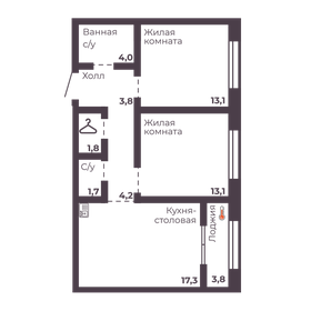 56,5 м², 2-комнатная квартира 6 300 000 ₽ - изображение 71