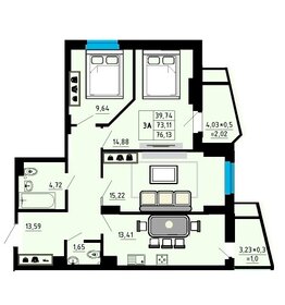 70 м², 3-комнатная квартира 3 830 000 ₽ - изображение 40