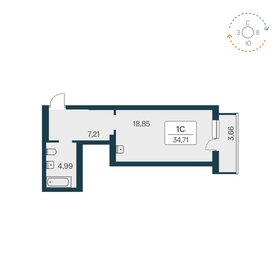 Квартира 34,7 м², студия - изображение 1