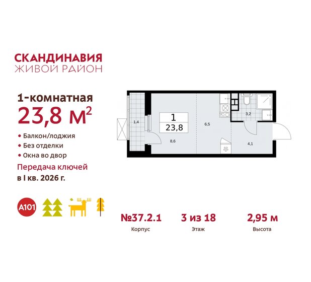 23,8 м², квартира-студия 8 430 889 ₽ - изображение 35