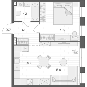 50 м², 1-комнатная квартира 28 639 582 ₽ - изображение 17