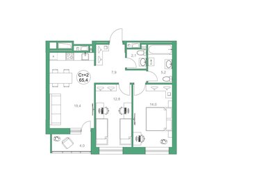 61 м², 2-комнатная квартира 8 390 000 ₽ - изображение 19