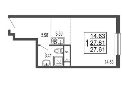 Квартира 27,6 м², студия - изображение 1