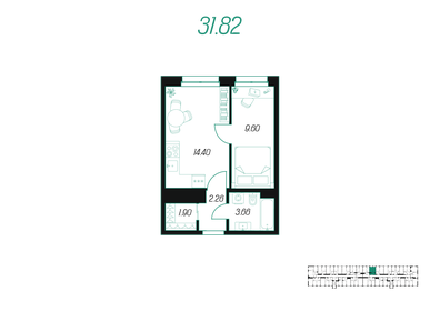 31 м², 1-комнатная квартира 3 600 000 ₽ - изображение 84