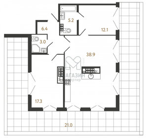 Квартира 82,9 м², 2-комнатная - изображение 1