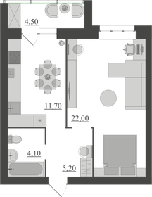 Квартира 47,5 м², 1-комнатная - изображение 1