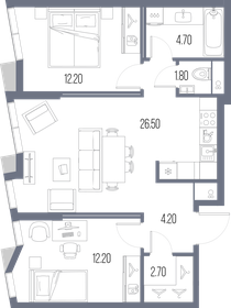 Квартира 64,3 м², 2-комнатная - изображение 1