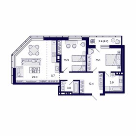 73 м², 3-комнатная квартира 16 300 000 ₽ - изображение 130