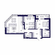 Квартира 86,5 м², 3-комнатная - изображение 2