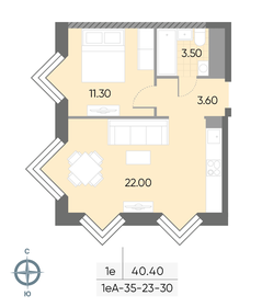 40,4 м², 1-комнатная квартира 17 857 406 ₽ - изображение 21