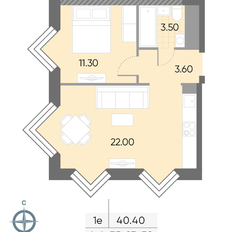 Квартира 40,4 м², 1-комнатная - изображение 2