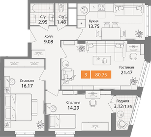 87,8 м², 3-комнатная квартира 36 000 000 ₽ - изображение 48