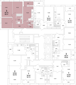 Квартира 68,4 м², 3-комнатная - изображение 2