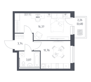 Квартира 35,4 м², 1-комнатная - изображение 1