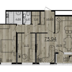 Квартира 74 м², 2-комнатная - изображение 1