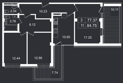 Квартира 84,8 м², 3-комнатные - изображение 1