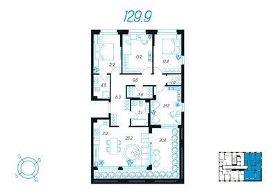 Квартира 129,9 м², 4-комнатная - изображение 1