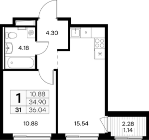 Квартира 36 м², 1-комнатная - изображение 1