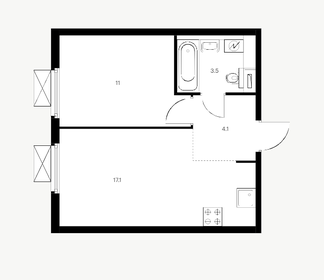 Квартира 35,7 м², 1-комнатная - изображение 1