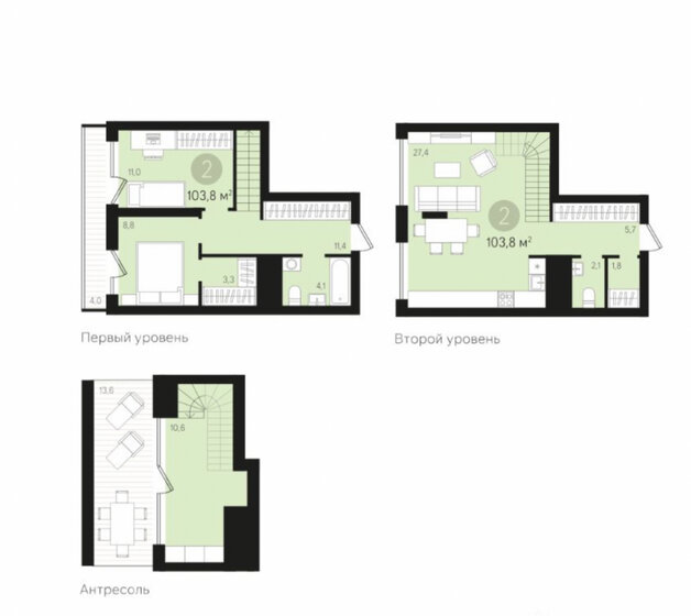 102,3 м², 2-комнатная квартира 11 500 000 ₽ - изображение 1