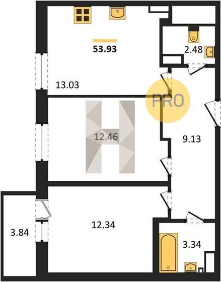 53,8 м², 2-комнатная квартира 27 211 000 ₽ - изображение 1