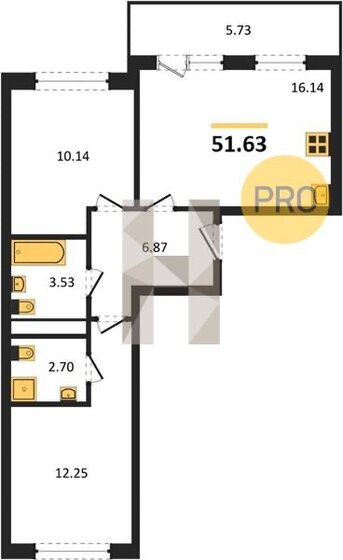 51,6 м², 2-комнатная квартира 14 300 000 ₽ - изображение 1