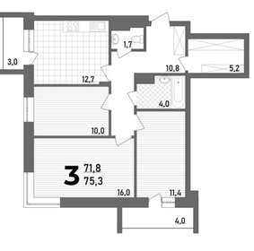 Квартира 75,3 м², 3-комнатная - изображение 1