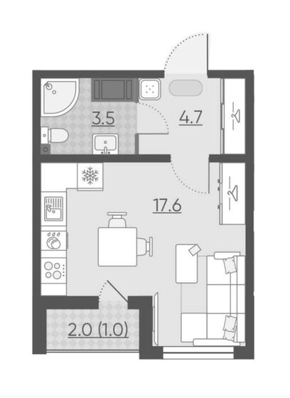 25,6 м², квартира-студия 4 400 000 ₽ - изображение 9