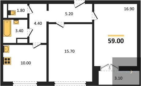 59 м², 2-комнатная квартира 7 327 690 ₽ - изображение 59