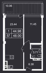 Квартира 48 м², 1-комнатные - изображение 1