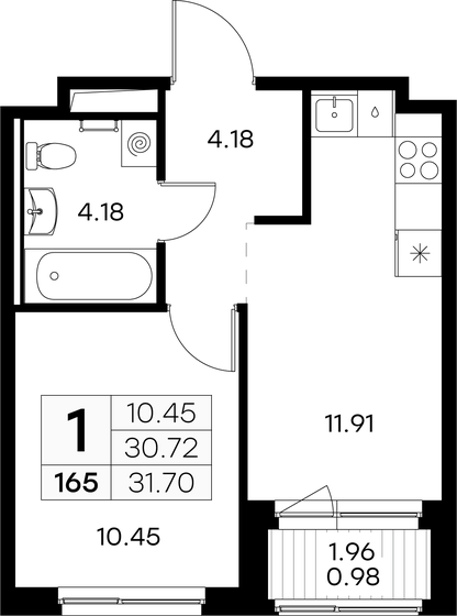 31,7 м², 1-комнатная квартира 5 517 646 ₽ - изображение 17