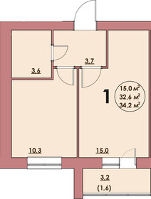 Квартира 34,2 м², 1-комнатная - изображение 1