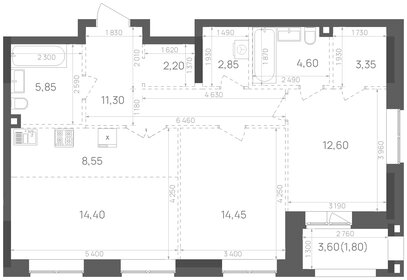 Квартира 82 м², 2-комнатная - изображение 1