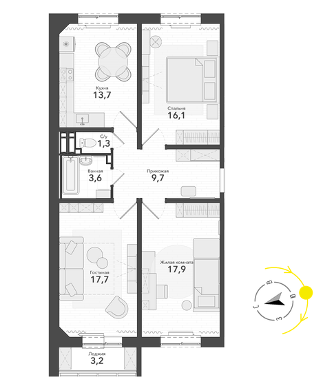 83,2 м², 3-комнатная квартира 8 610 000 ₽ - изображение 1