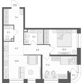 57,3 м², 2-комнатная квартира 26 112 024 ₽ - изображение 16