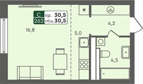 Квартира 30,5 м², студия - изображение 1