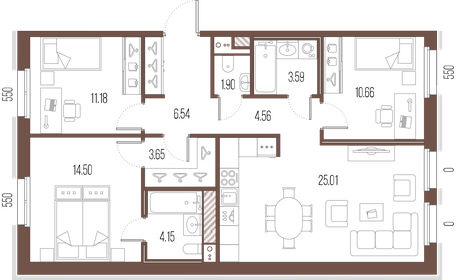 85,7 м², 3-комнатная квартира 29 108 730 ₽ - изображение 27