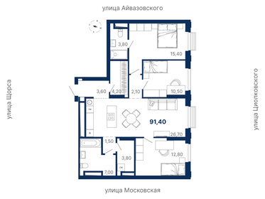 Квартира 91,4 м², 3-комнатная - изображение 1
