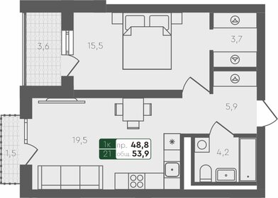 53,9 м², 1-комнатная квартира 7 364 500 ₽ - изображение 8