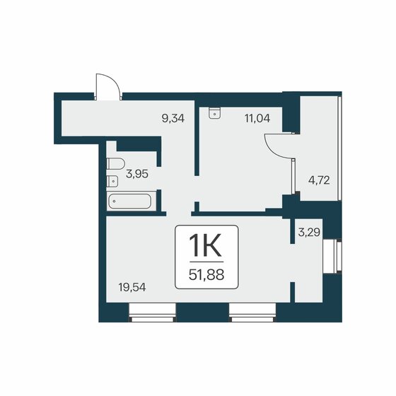 51,9 м², 1-комнатная квартира 9 200 000 ₽ - изображение 1