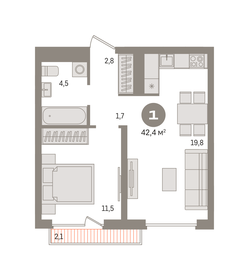 43 м², 1-комнатная квартира 9 140 000 ₽ - изображение 1