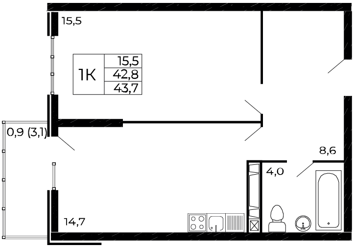 40 м², 1-комнатная квартира 5 990 000 ₽ - изображение 83