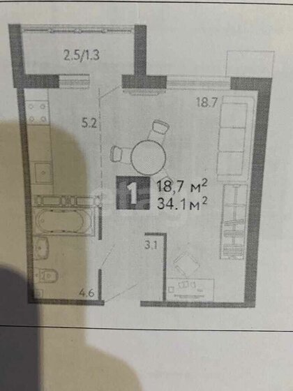 34,1 м², 1-комнатная квартира 2 850 000 ₽ - изображение 1