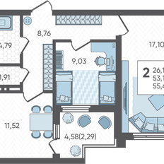 Квартира 55,4 м², 2-комнатная - изображение 3