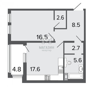 Квартира 53,5 м², 1-комнатная - изображение 2