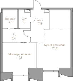 60,7 м², 1-комнатная квартира 74 502 000 ₽ - изображение 1